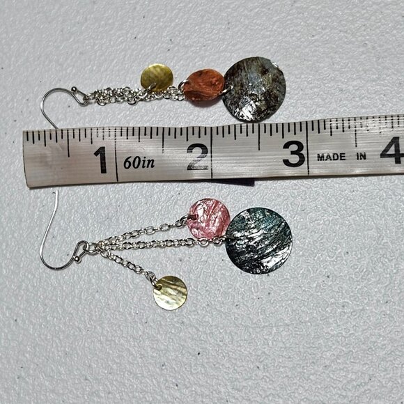 Boho Disc Dangle Drop Earrings Dyed Shell Statement Fashion Jewelry Women - Picture 4 of 4